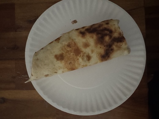 Breakfast burrito and milk